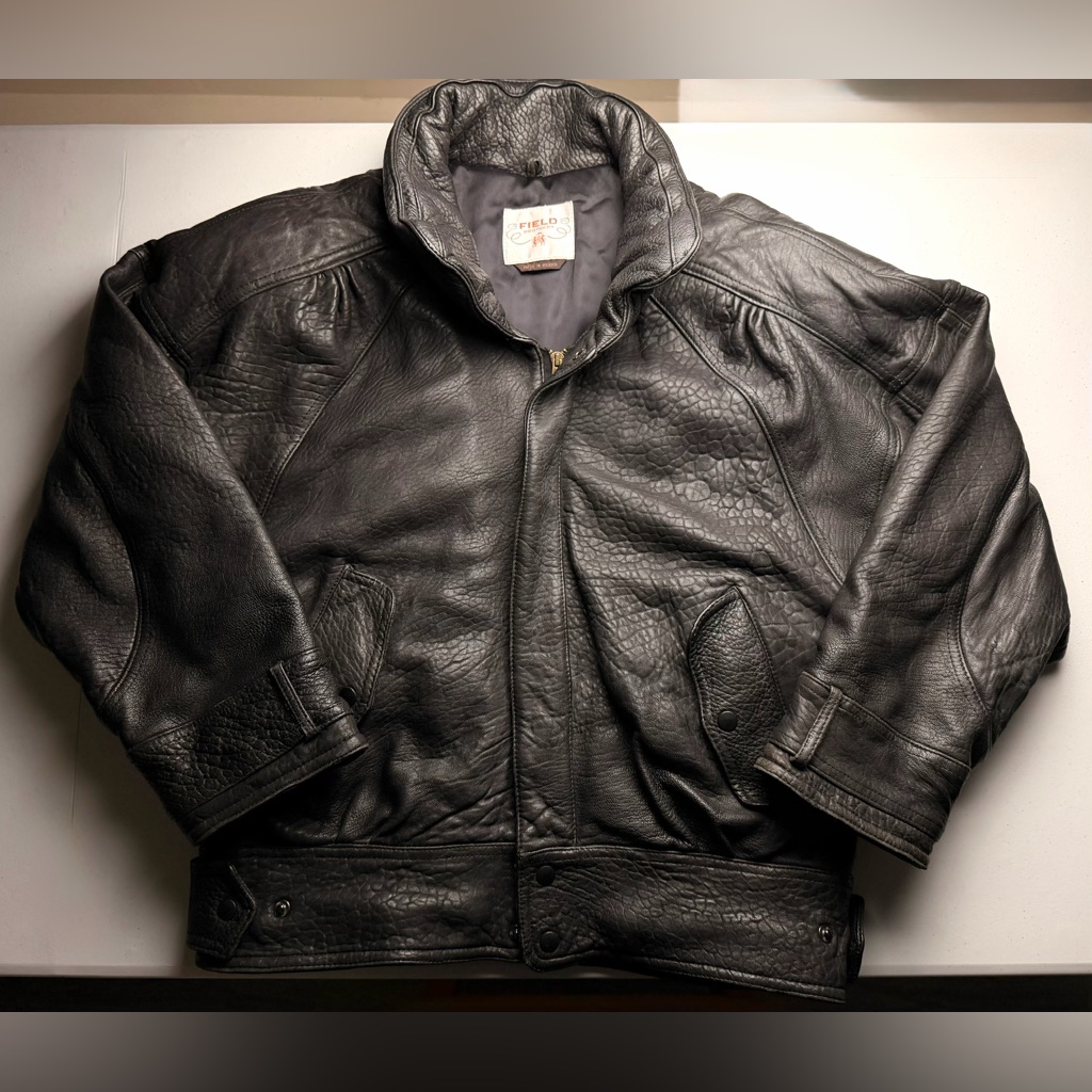 Men's Vintage Field Brothers Black Genuine Leather Jacket